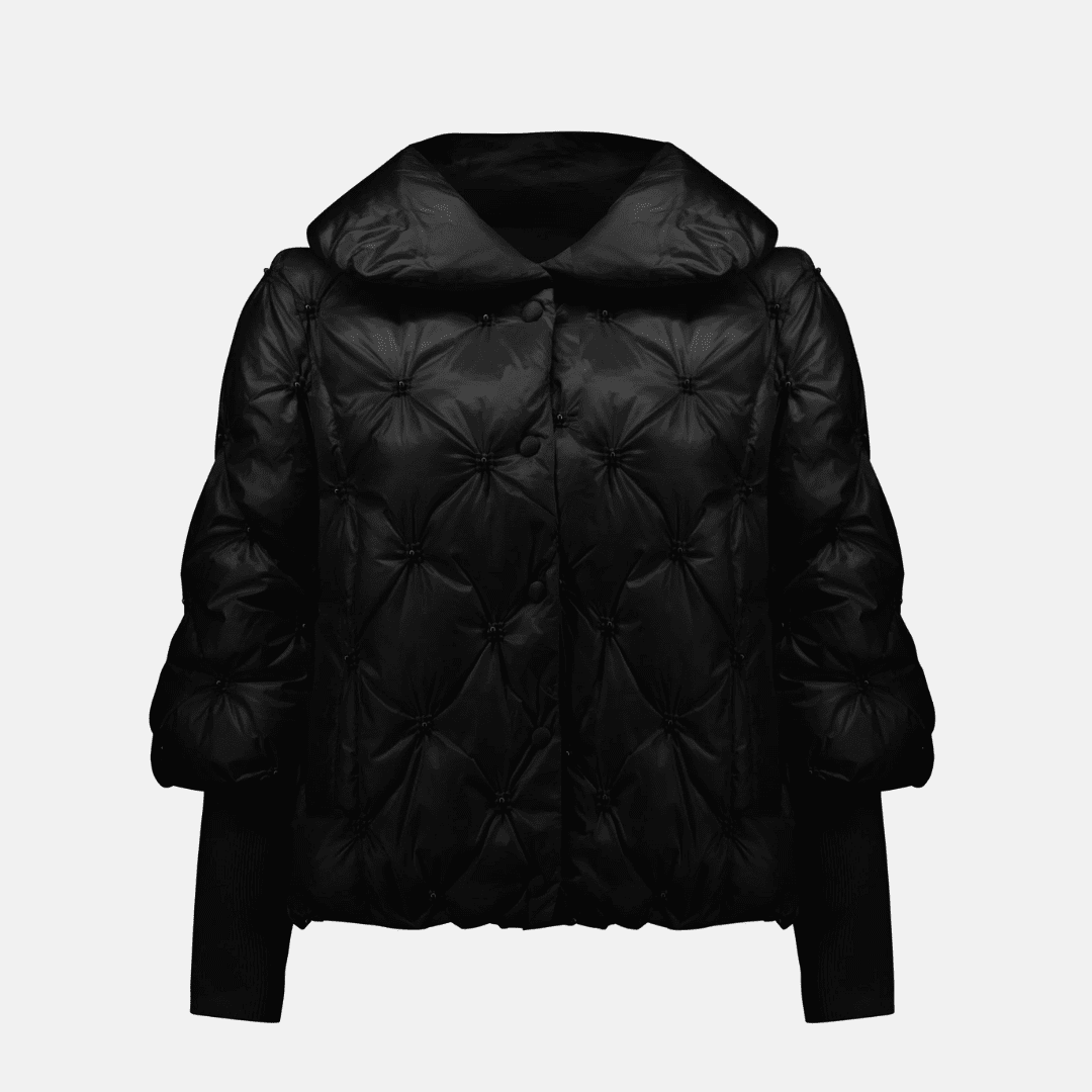 Joseph Ribkoff- Pearl Quilted Puffer Trapeze Jacket - Black