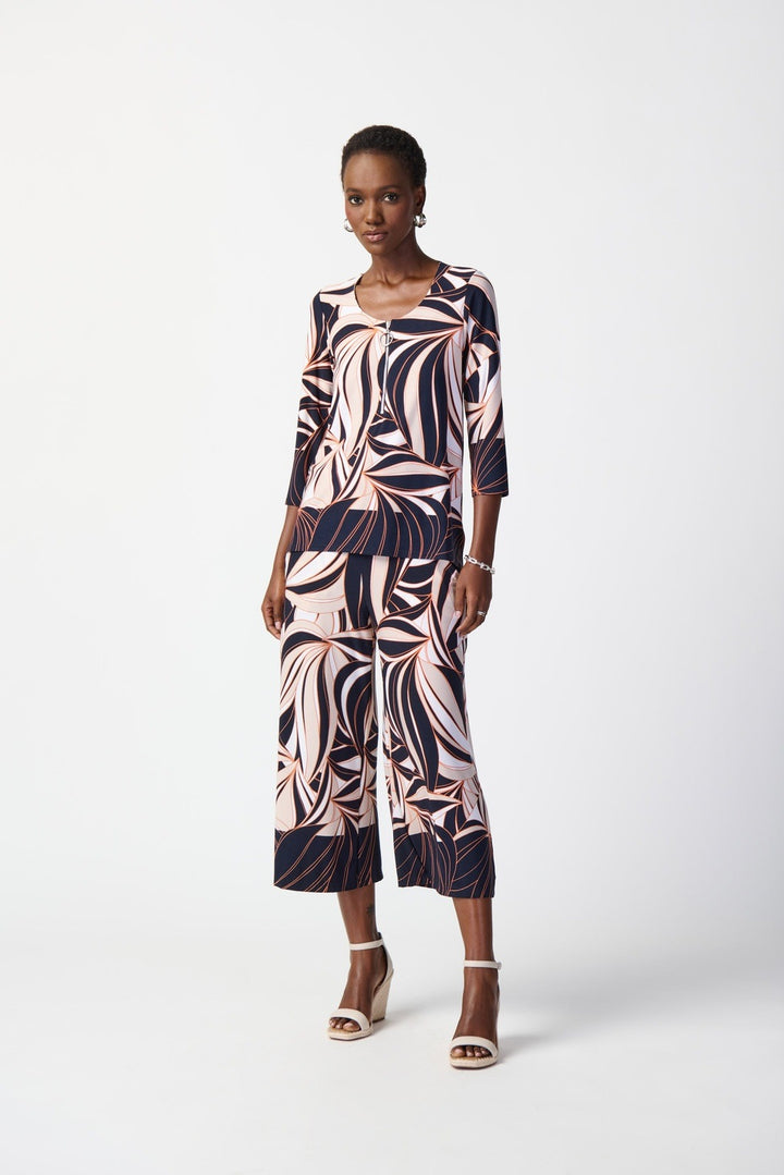 Joseph Ribkoff - Women -Tropical Print Silky Knit High Low Top