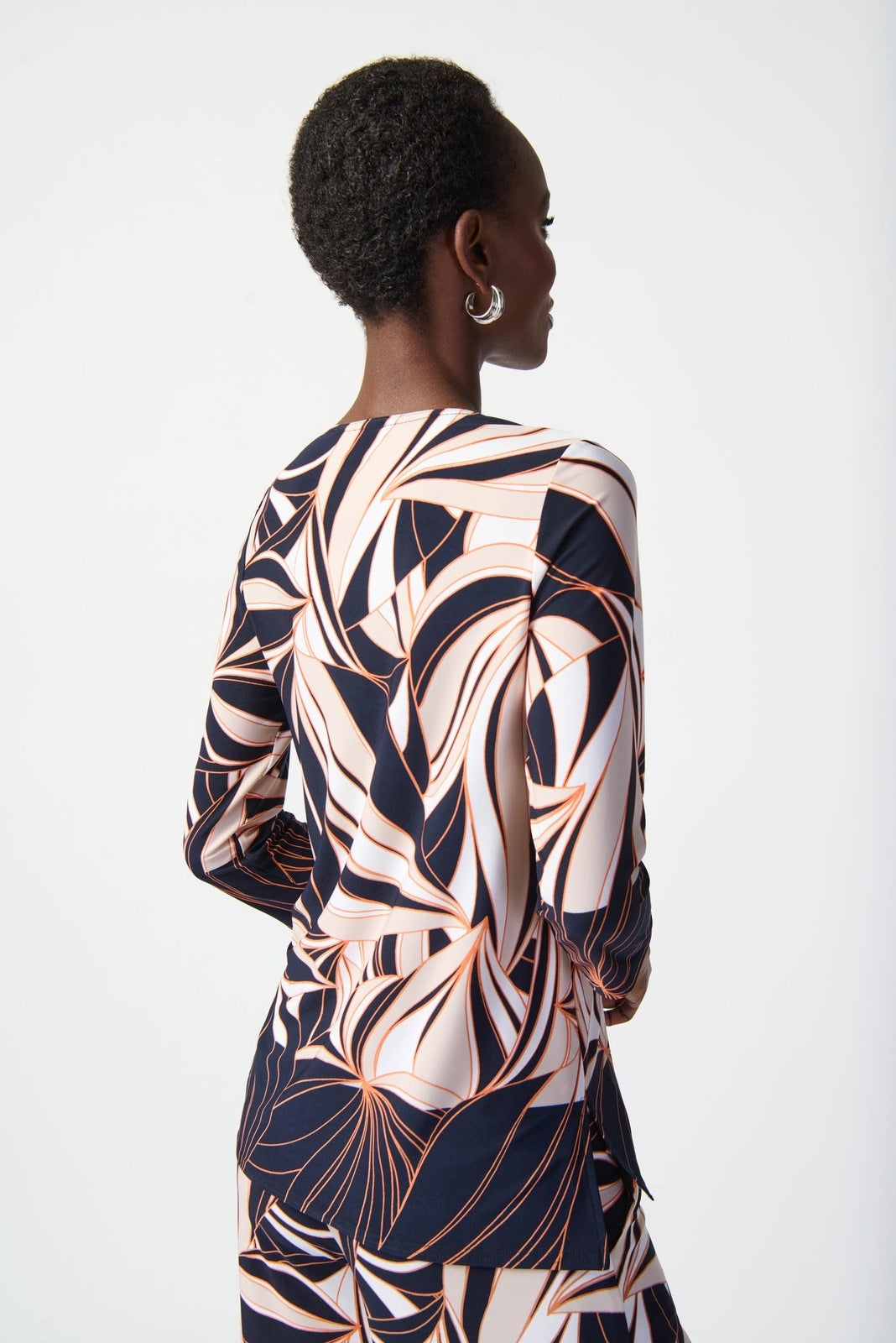 Joseph Ribkoff - Women -Tropical Print Silky Knit High Low Top