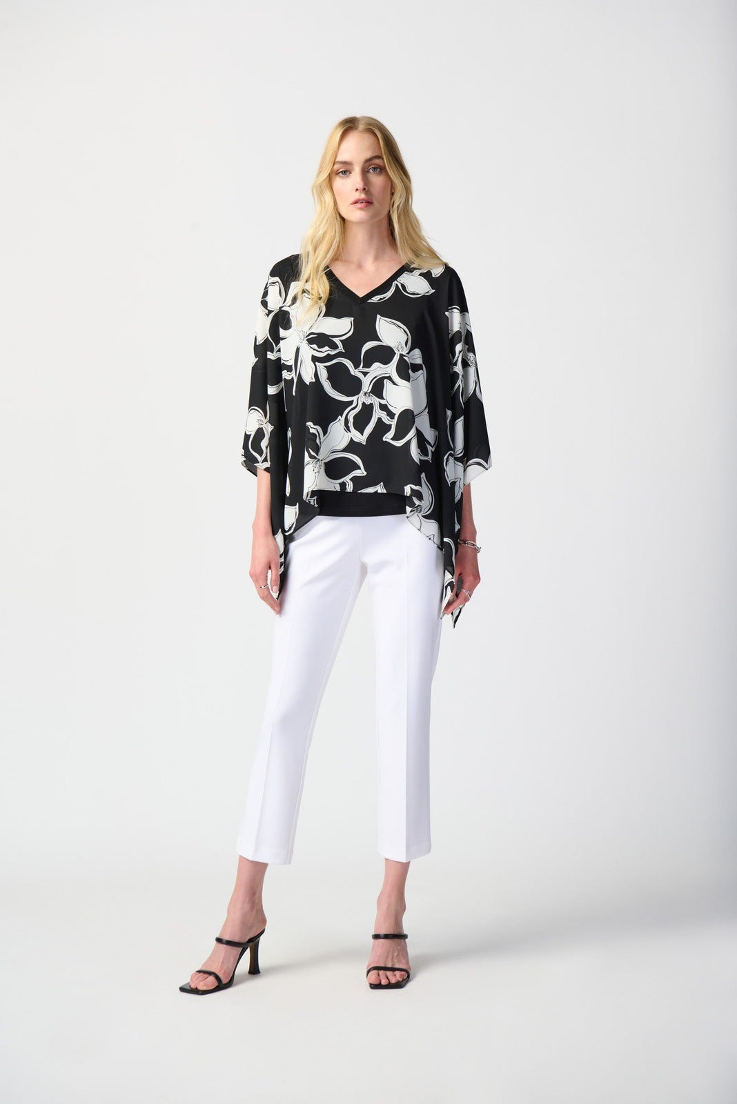 Joseph Ribkoff - Women - Floral Print Georgette and Silky Knit Poncho