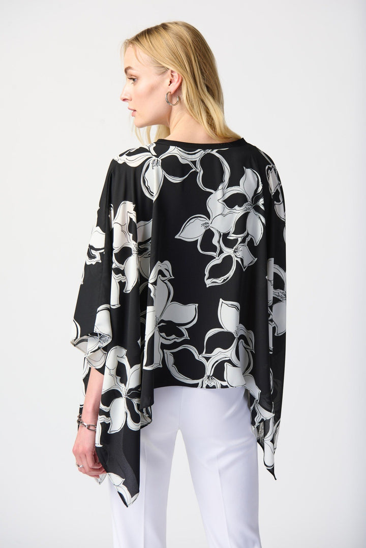 Joseph Ribkoff - Women - Floral Print Georgette and Silky Knit Poncho