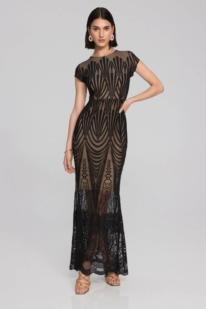Joseph Ribkoff - Women - Embroidered Lace Trumpet Gown