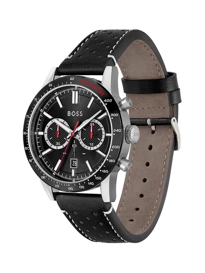 Hugo Boss - Men - Allure Chronograph Stainless Steel and Leather Strap Watch