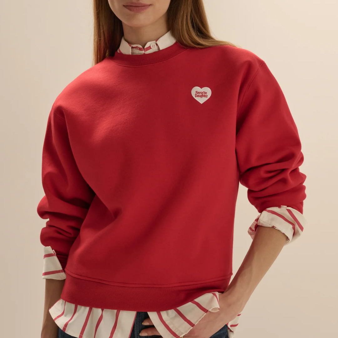 Favorite Daughter - THE EMBROIDERED FAVORITE DAUGHTER HEART SWEATSHIRT