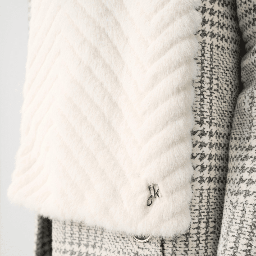 Joseph Ribkoff- Textured Chevron Faux Fur Scarf