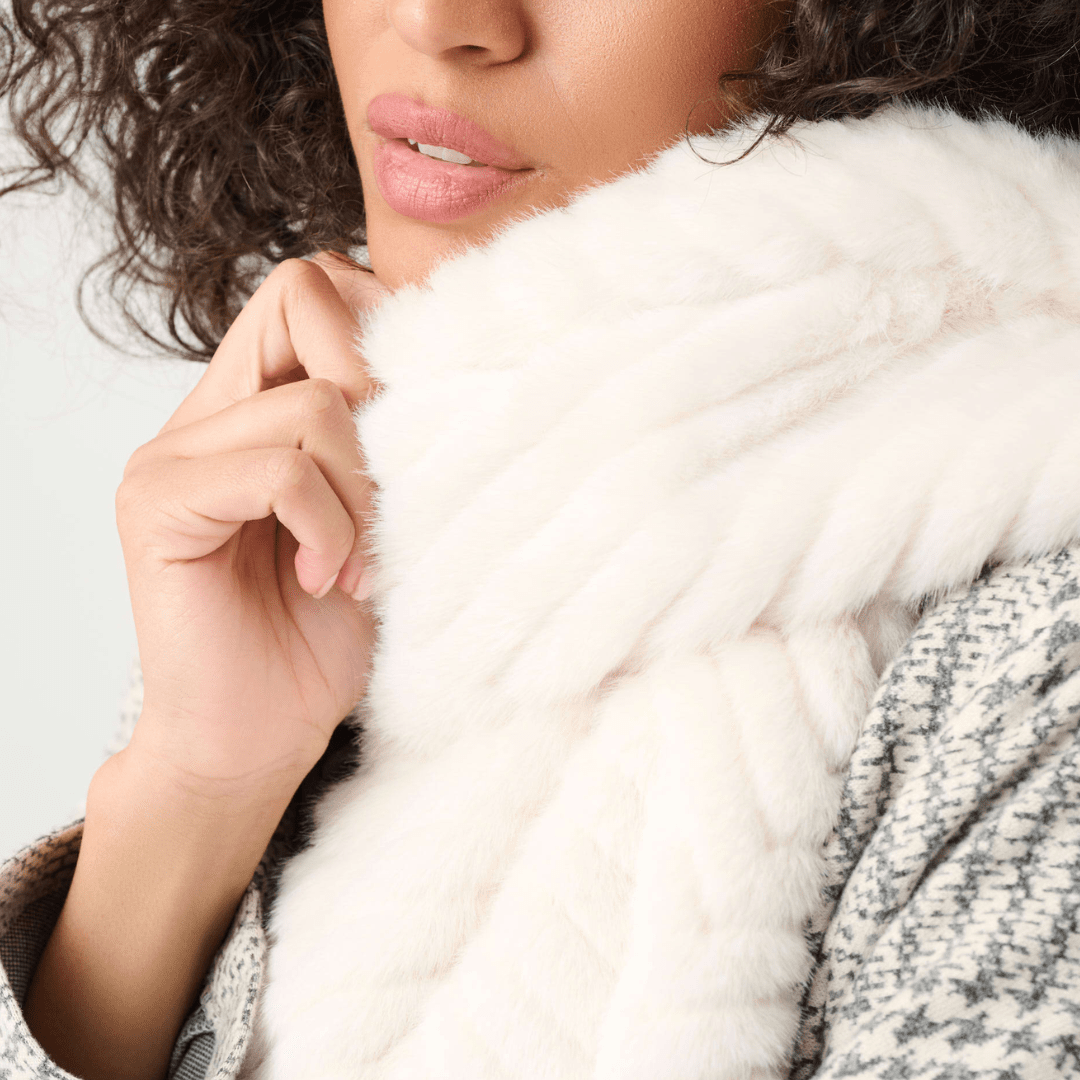 Joseph Ribkoff- Textured Chevron Faux Fur Scarf