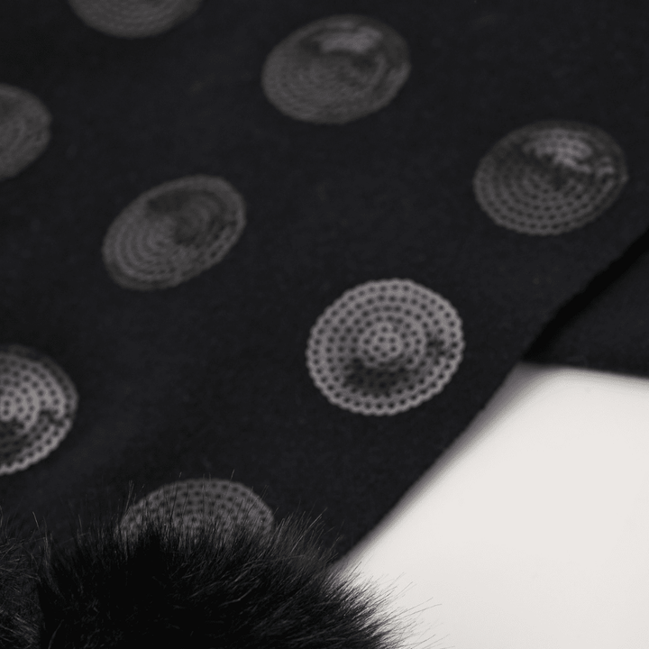 Joseph Ribkoff- Knit Scarf With Pompoms And Sequins