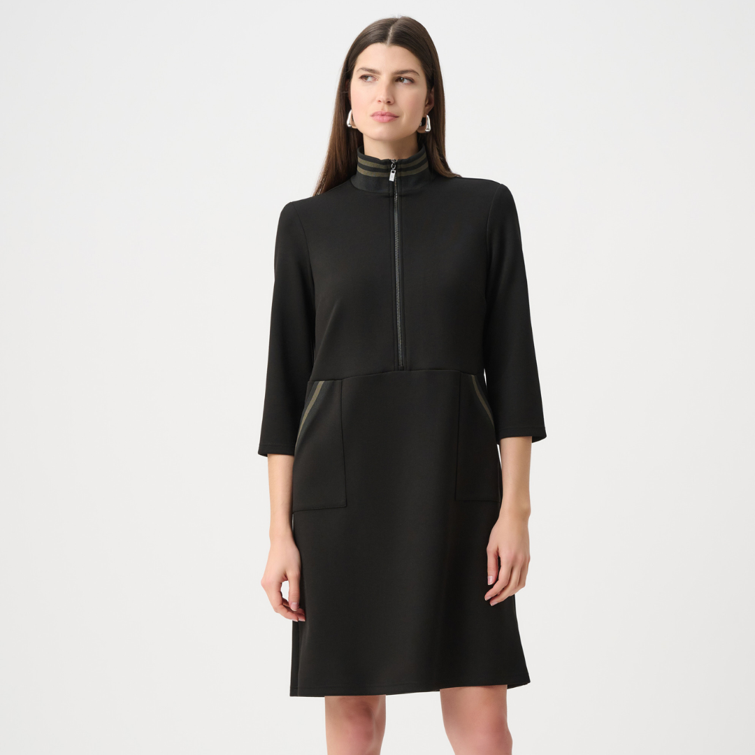 Joseph Ribkoff- Scuba Jersey Funnel-Neck Straight Dress