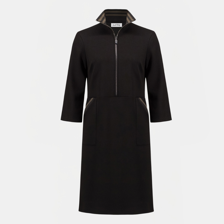 Joseph Ribkoff- Scuba Jersey Funnel-Neck Straight Dress