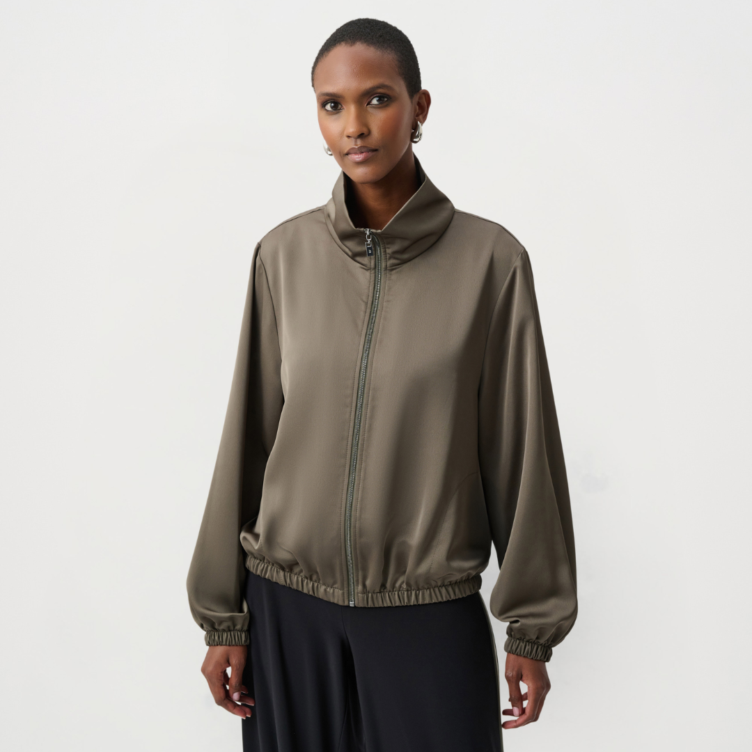 Joseph Ribkoff- Recycled Satin Zipped Bomber Jacket