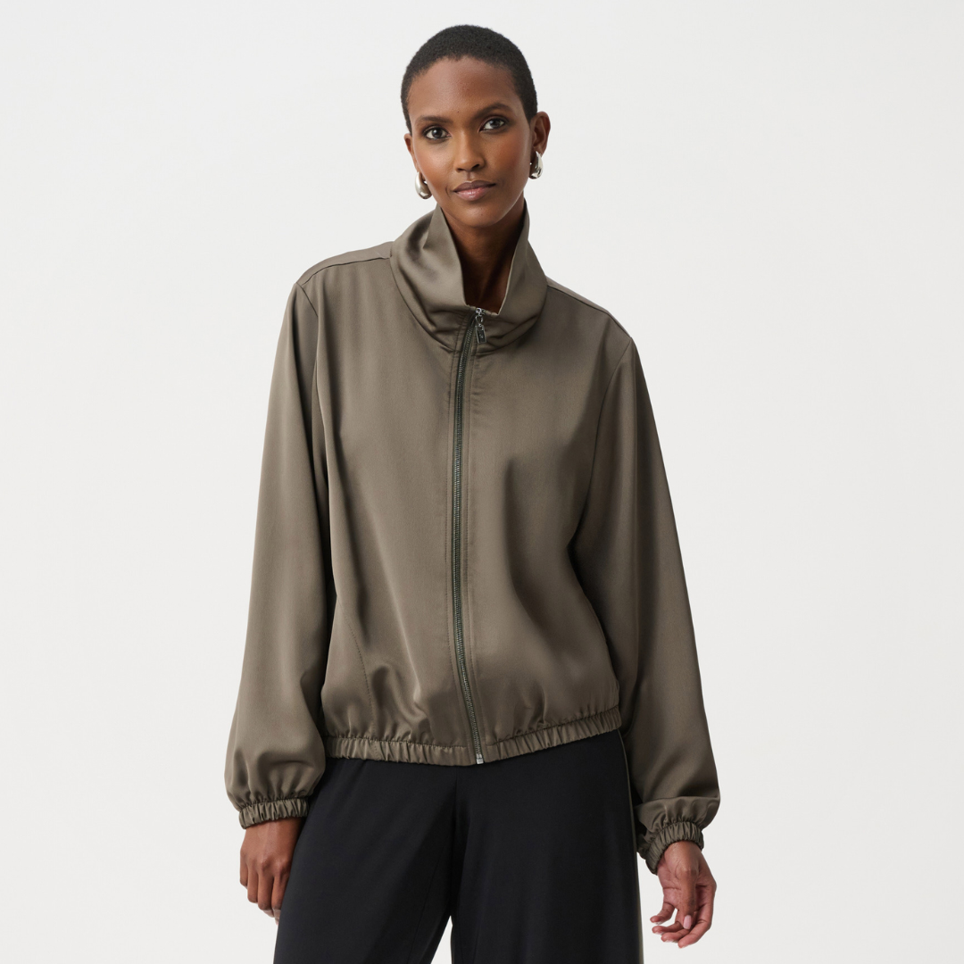 Joseph Ribkoff- Recycled Satin Zipped Bomber Jacket