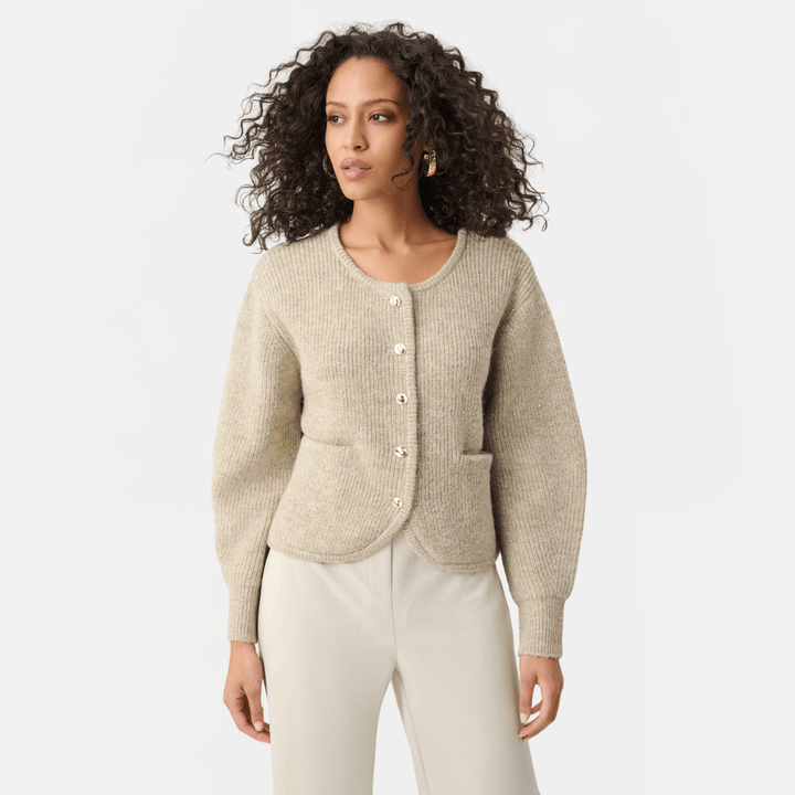 Joseph Ribkoff- Sweater Knit Sequined Boxy Crewneck Cardigan