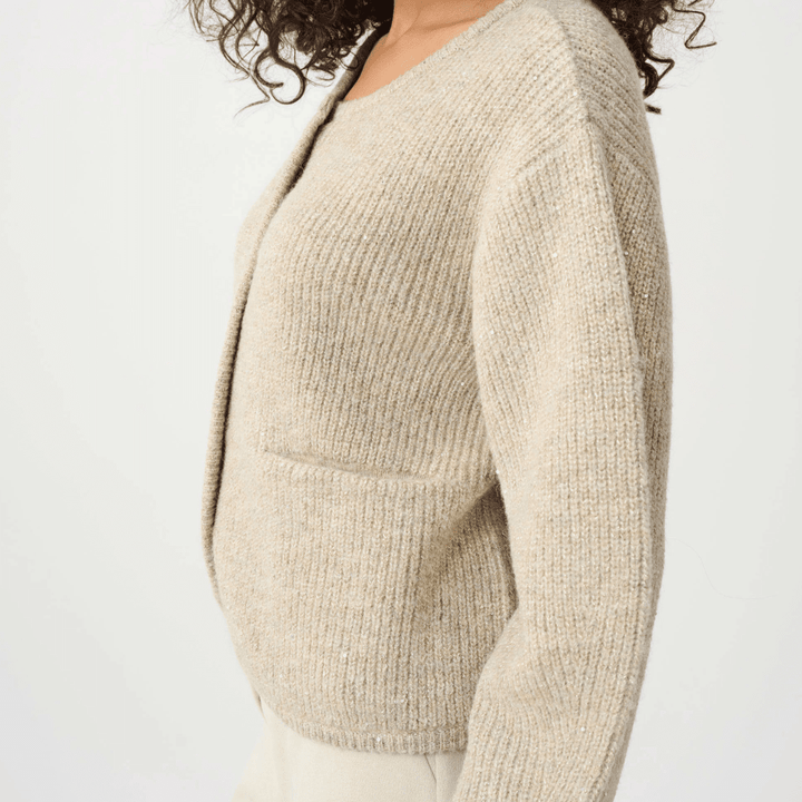 Joseph Ribkoff- Sweater Knit Sequined Boxy Crewneck Cardigan