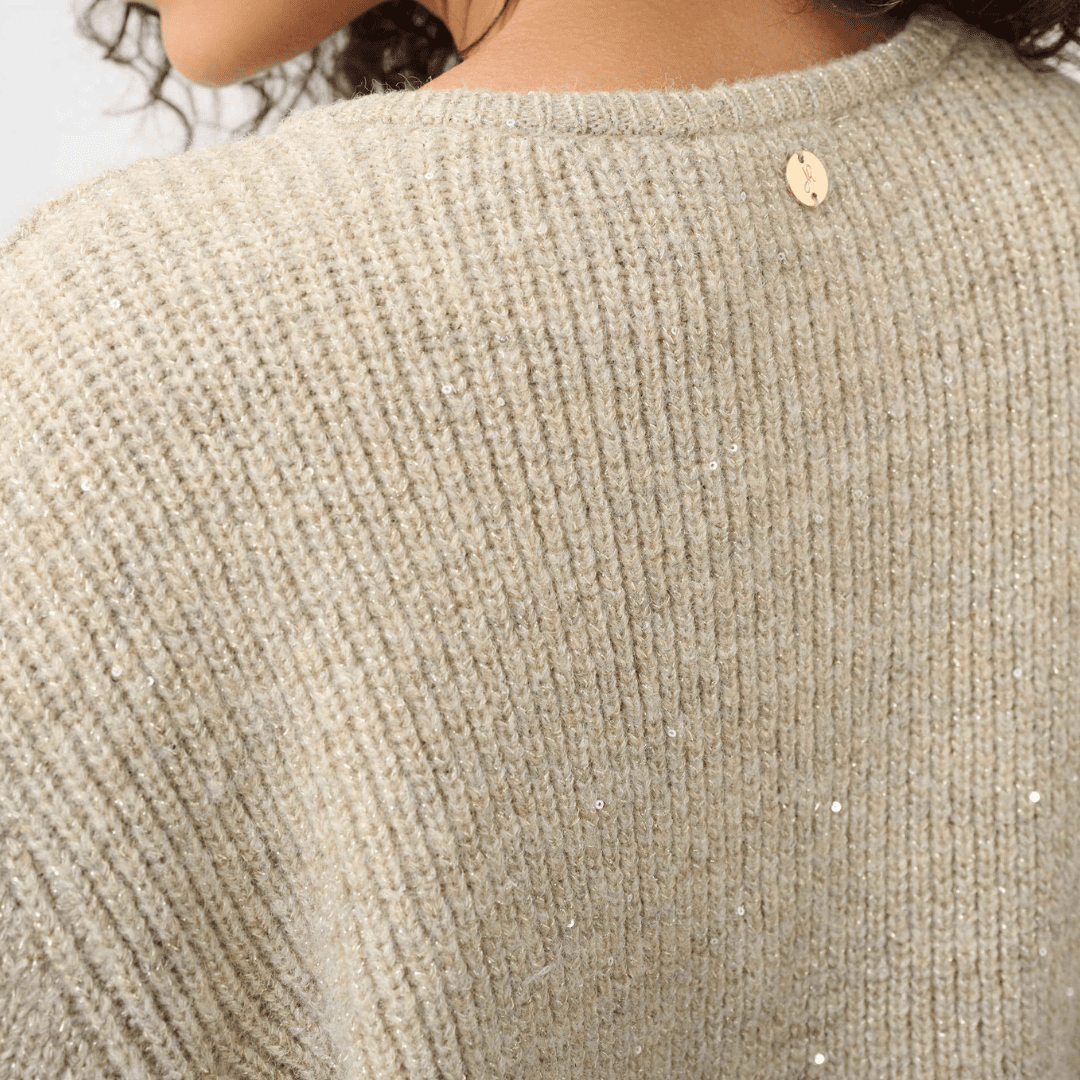 Joseph Ribkoff- Sweater Knit Sequined Boxy Crewneck Cardigan
