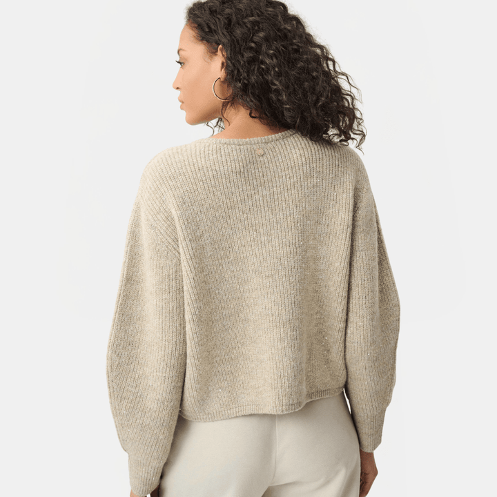 Joseph Ribkoff- Sweater Knit Sequined Boxy Crewneck Cardigan