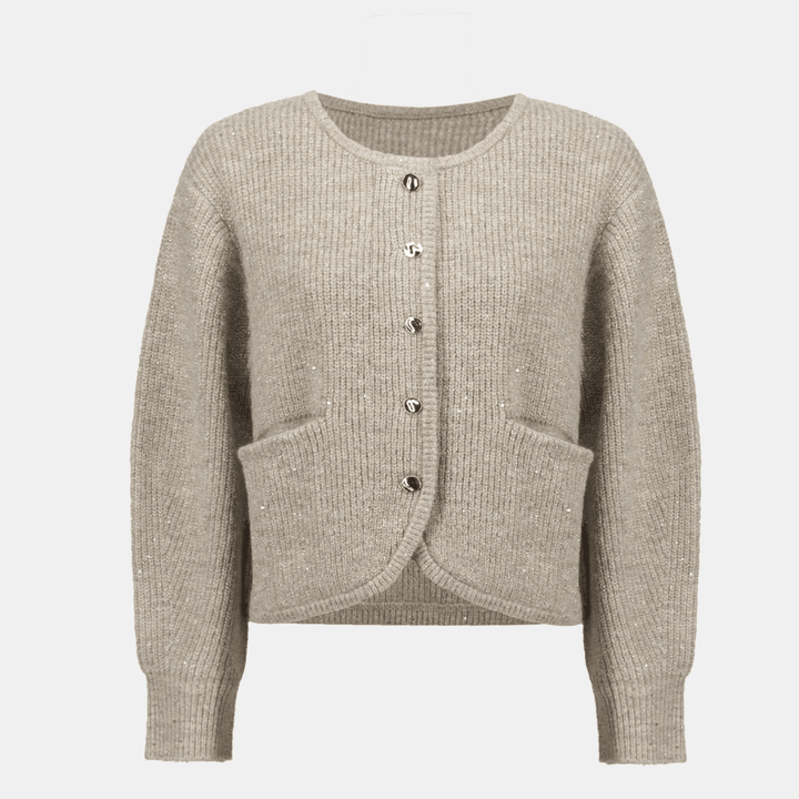Joseph Ribkoff- Sweater Knit Sequined Boxy Crewneck Cardigan