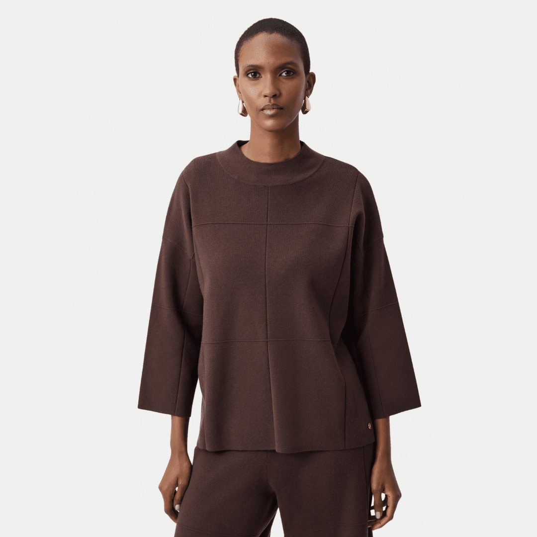 Joseph Ribkoff- Brushed Viscose Straight Sweater with Mock Neck