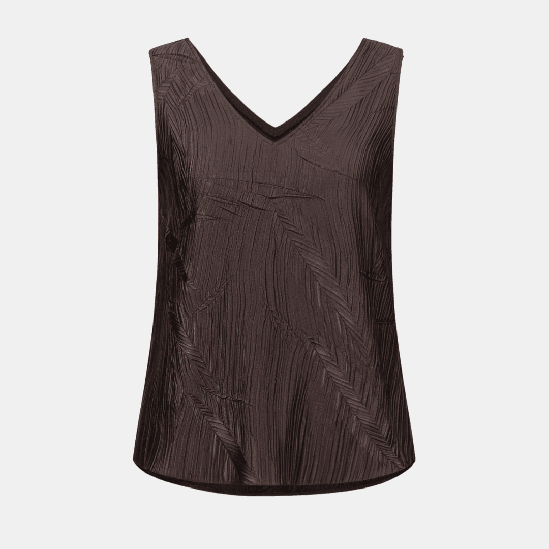Joseph Ribkoff- Pleated Satin Flared V-Neck Top