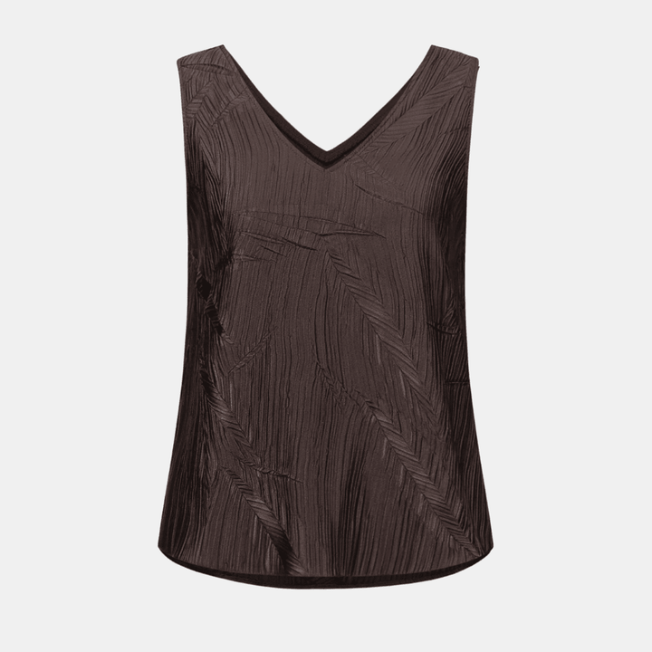 Joseph Ribkoff- Pleated Satin Flared V-Neck Top