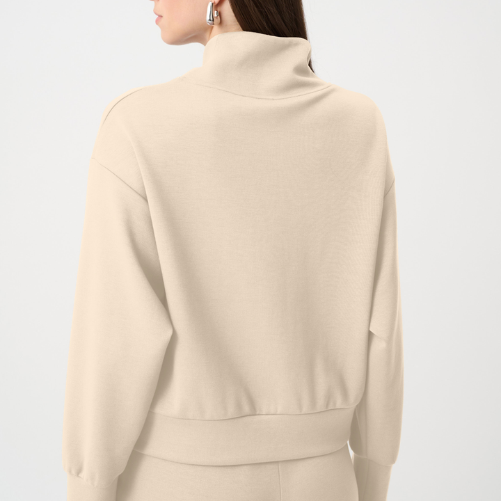 Joseph Ribkoff- Scuba Jersey Boxy Sweatshirt With High Collar and Front Zipper