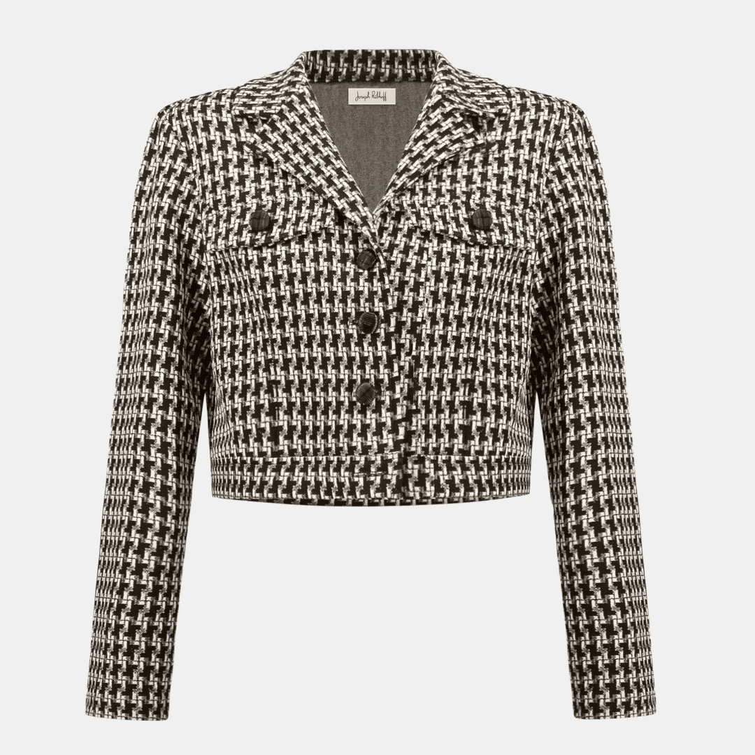 Joseph Ribkoff- Jacquard Geometric Cropped Jacket