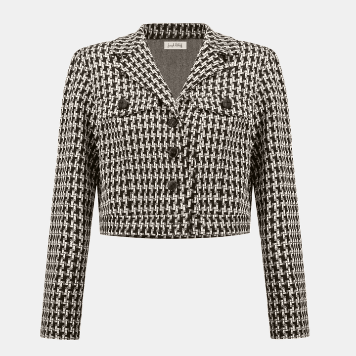 Joseph Ribkoff- Jacquard Geometric Cropped Jacket