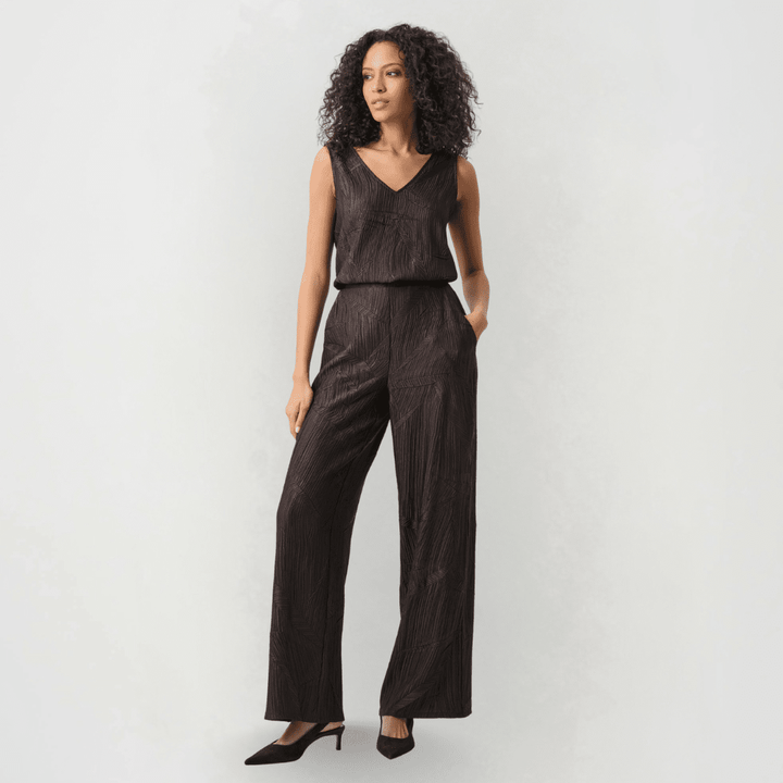 Joseph Ribkoff- Pleated Satin Pull-On Wide-Leg Pants