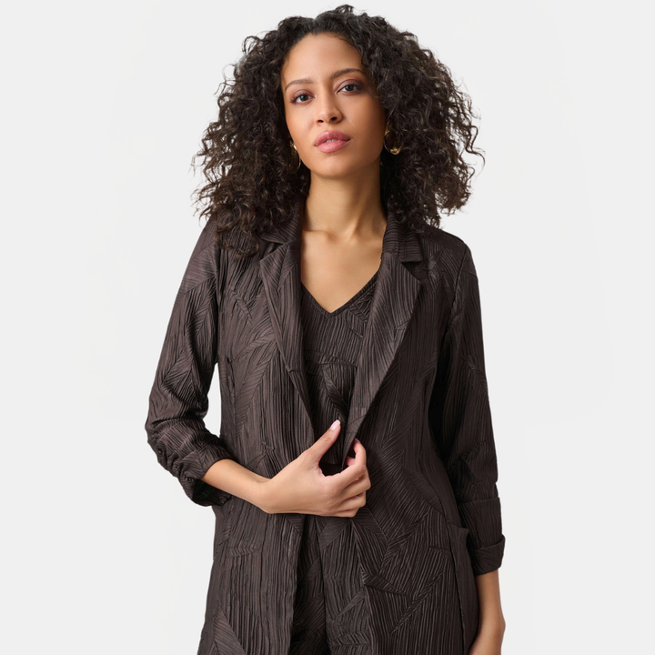 Joseph Ribkoff- Pleated Satin Open Blazer