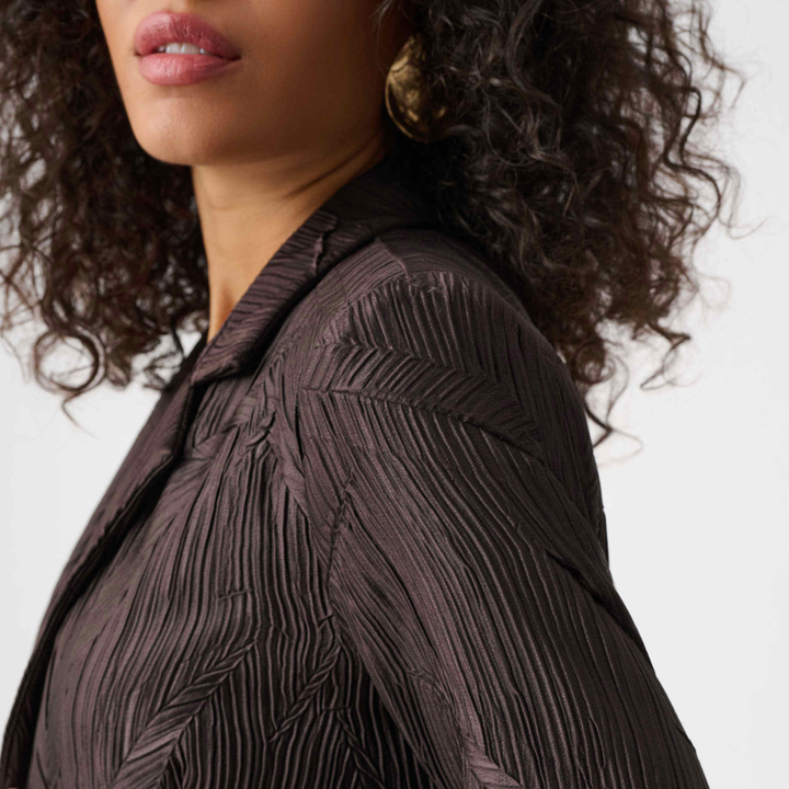 Joseph Ribkoff- Pleated Satin Open Blazer