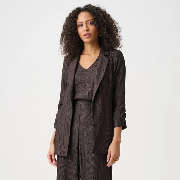 Joseph Ribkoff- Pleated Satin Open Blazer