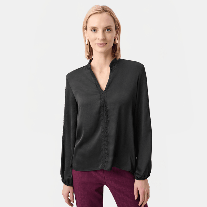 Joseph Ribkoff-  Recycled Satin Straight Top With Lace