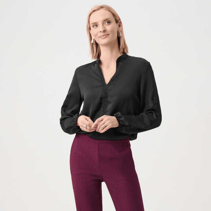 Joseph Ribkoff-  Recycled Satin Straight Top With Lace