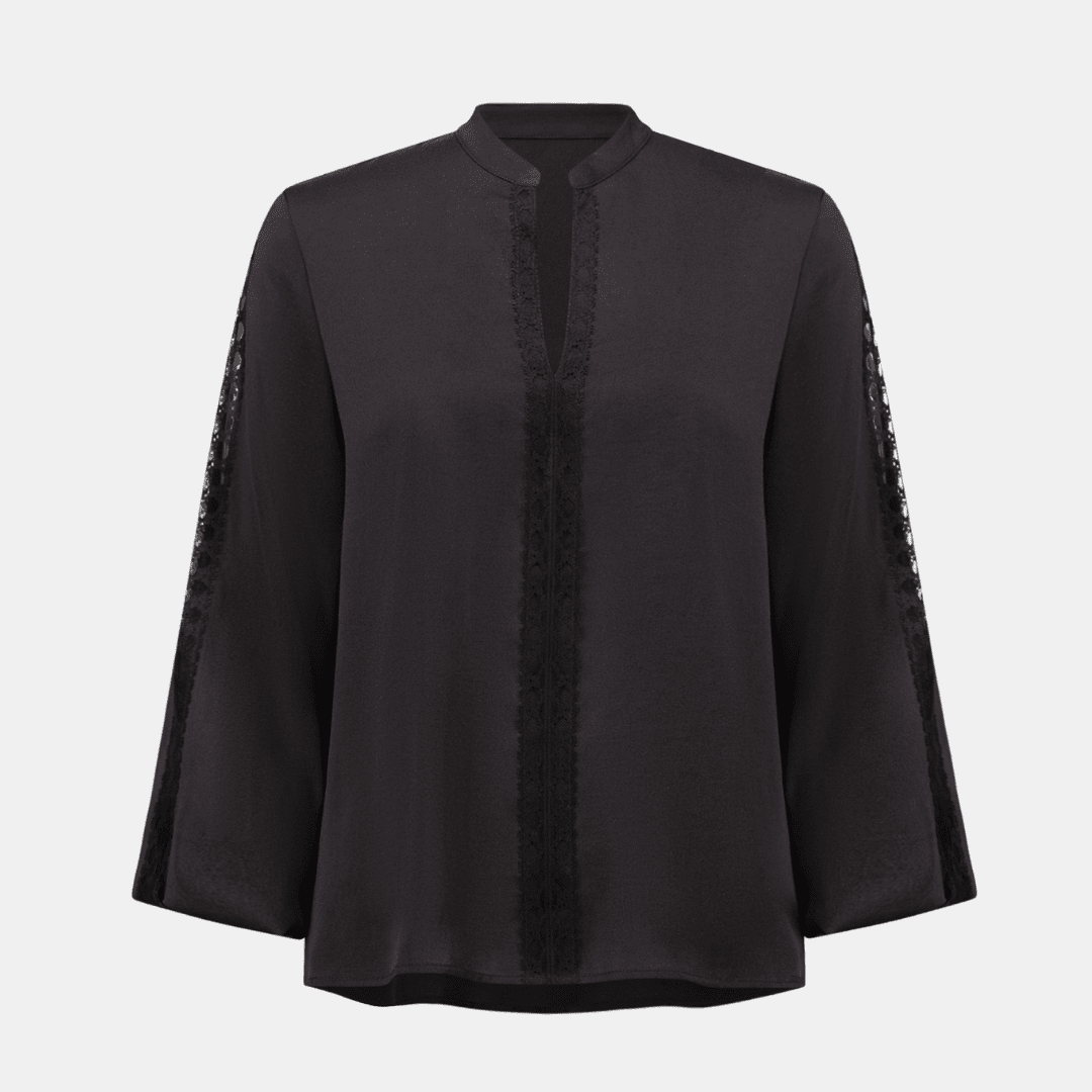 Joseph Ribkoff-  Recycled Satin Straight Top With Lace
