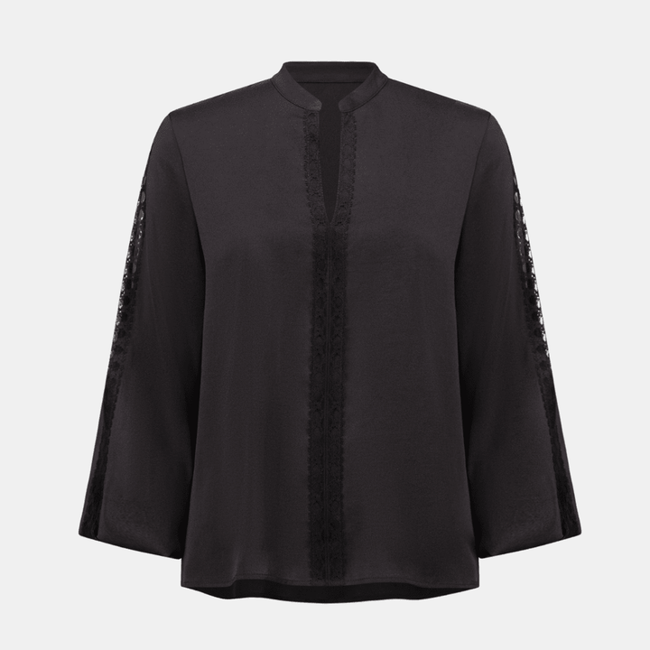 Joseph Ribkoff-  Recycled Satin Straight Top With Lace