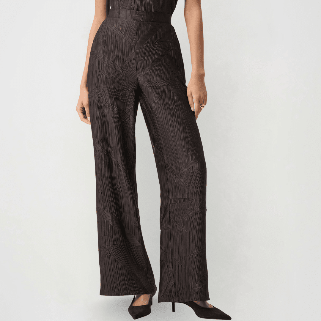 Joseph Ribkoff- Pleated Satin Pull-On Wide-Leg Pants