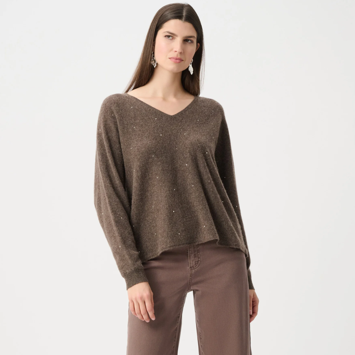 Joseph Ribkoff- Cashmere Boxy Sweater With Rhinestone Detail
