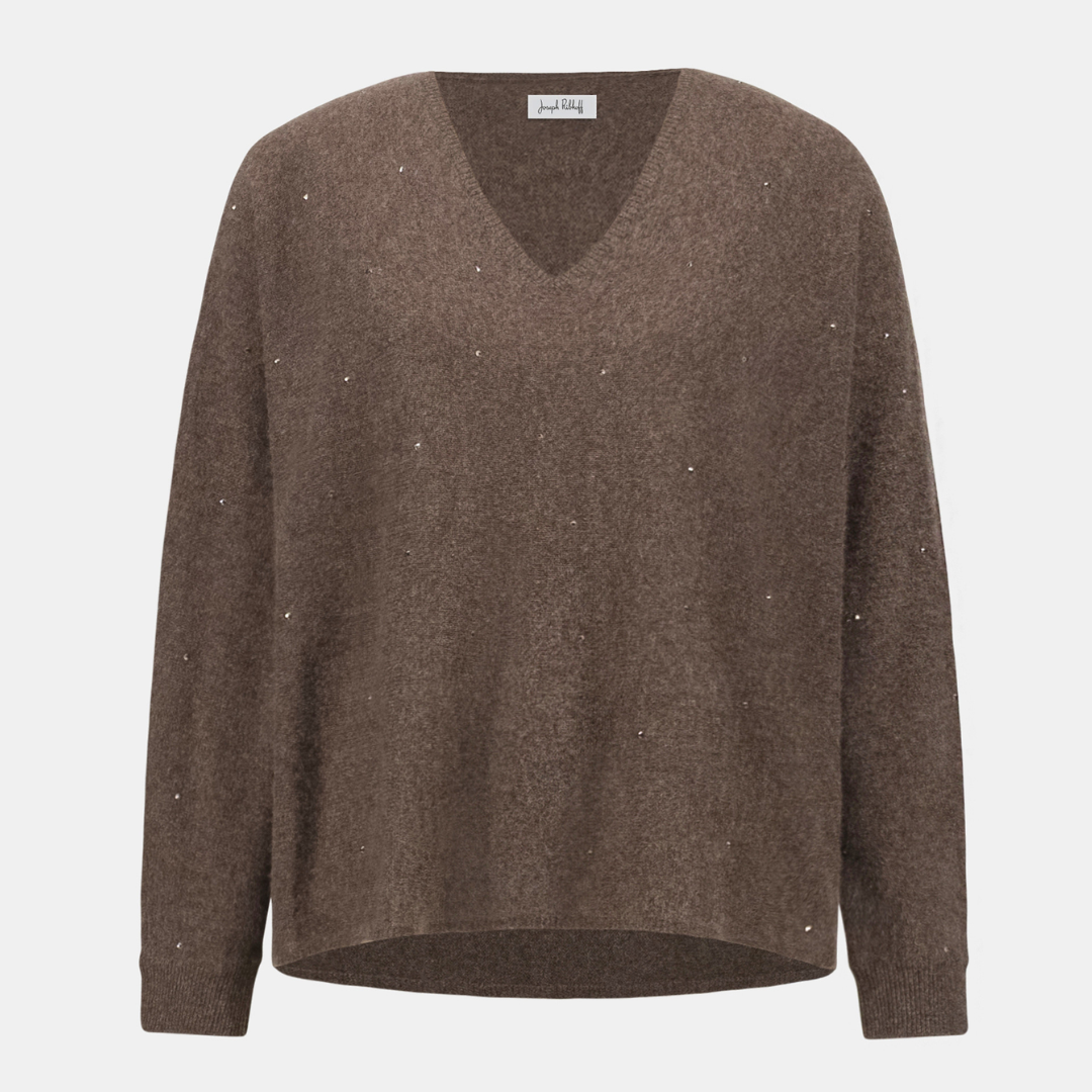 Joseph Ribkoff- Cashmere Boxy Sweater With Rhinestone Detail