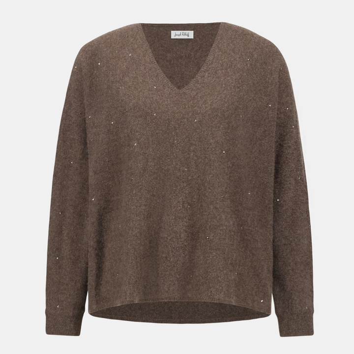 Joseph Ribkoff- Cashmere Boxy Sweater With Rhinestone Detail