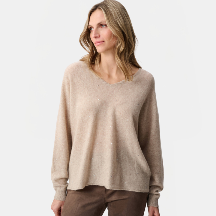 Joseph Ribkoff- Cashmere Boxy Sweater With Rhinestone Detail
