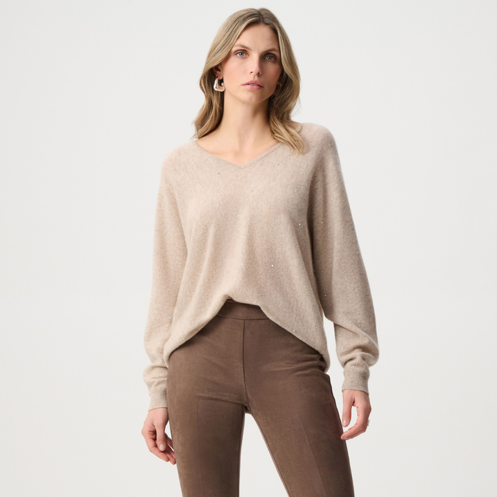 Joseph Ribkoff- Cashmere Boxy Sweater With Rhinestone Detail