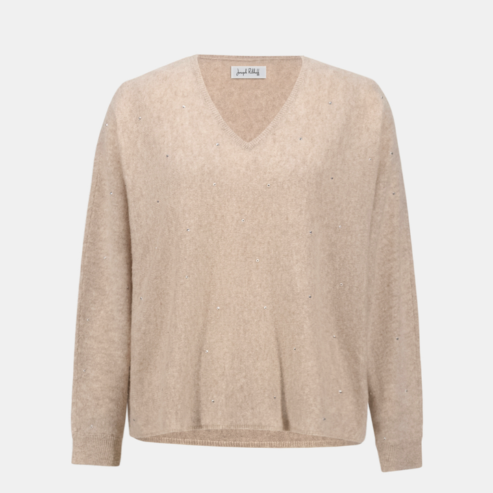 Joseph Ribkoff- Cashmere Boxy Sweater With Rhinestone Detail