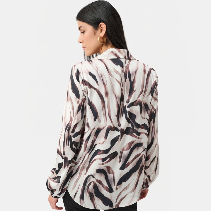Joseph Ribkoff- Recycled Satin Animal Print Draped Top