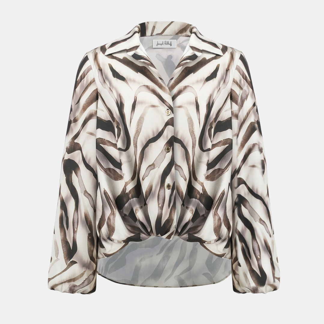 Joseph Ribkoff- Recycled Satin Animal Print Draped Top