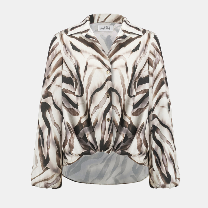 Joseph Ribkoff- Recycled Satin Animal Print Draped Top