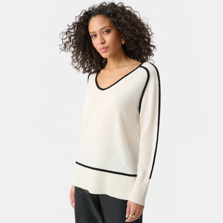 Joseph Ribkoff- Cashmere And Wool Contrast trim Sweater
