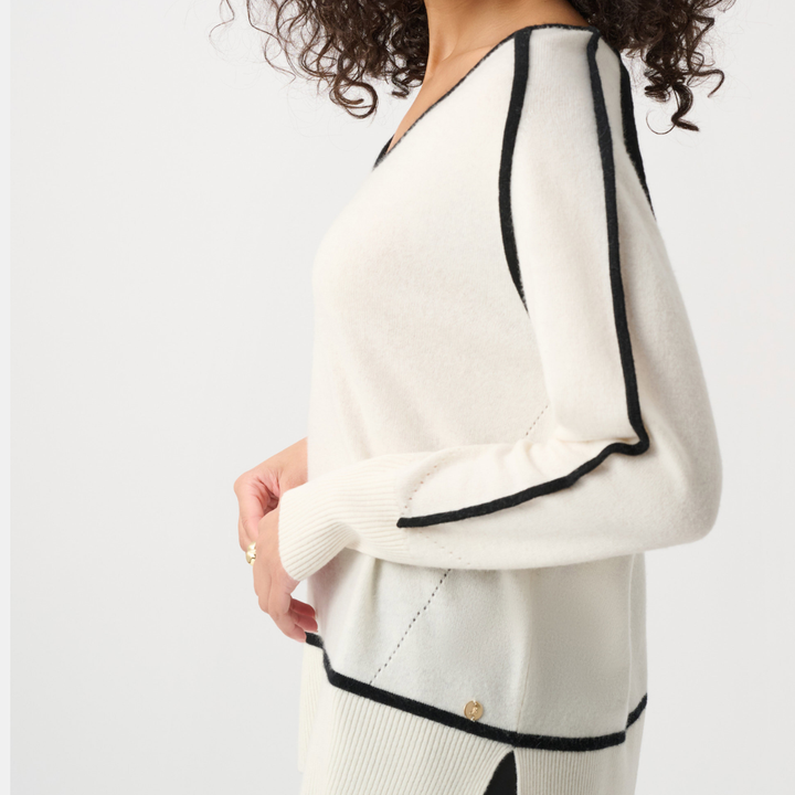 Joseph Ribkoff- Cashmere And Wool Contrast trim Sweater