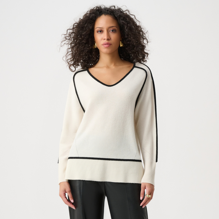 Joseph Ribkoff- Cashmere And Wool Contrast trim Sweater