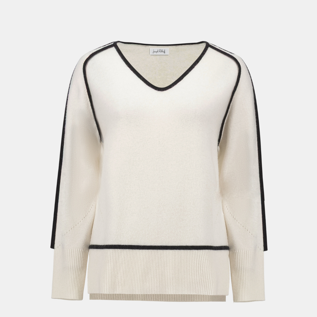 Joseph Ribkoff- Cashmere And Wool Contrast trim Sweater