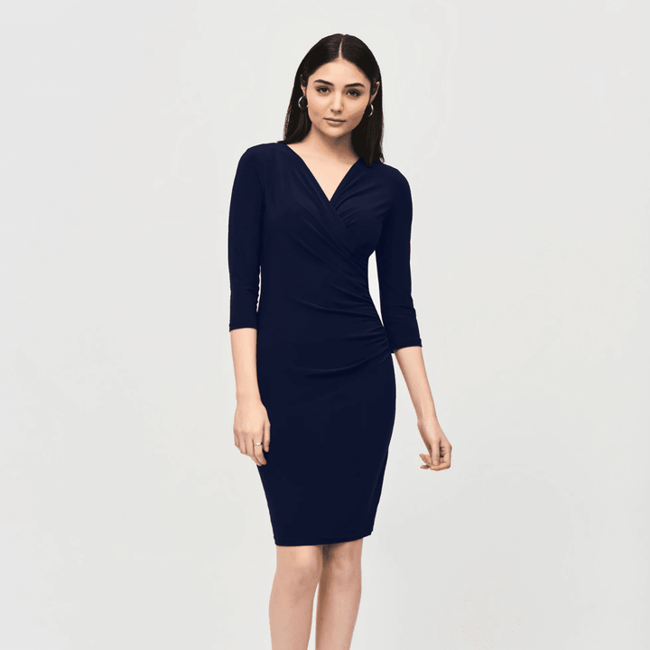 Joseph Ribkoff- Three-Quarter Sleeve Wrap Dress (Midnight)