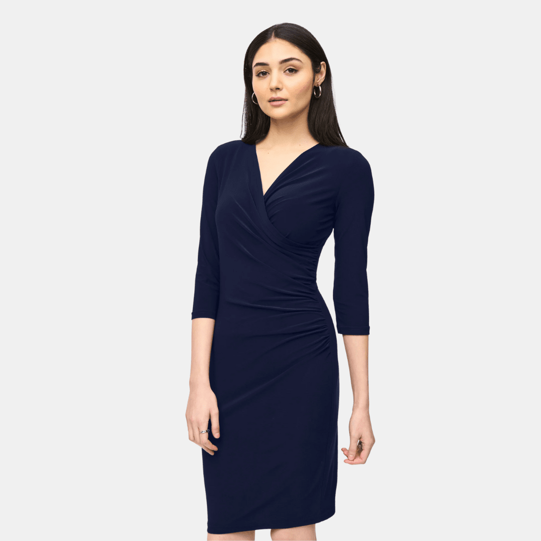 Joseph Ribkoff- Three-Quarter Sleeve Wrap Dress (Midnight)